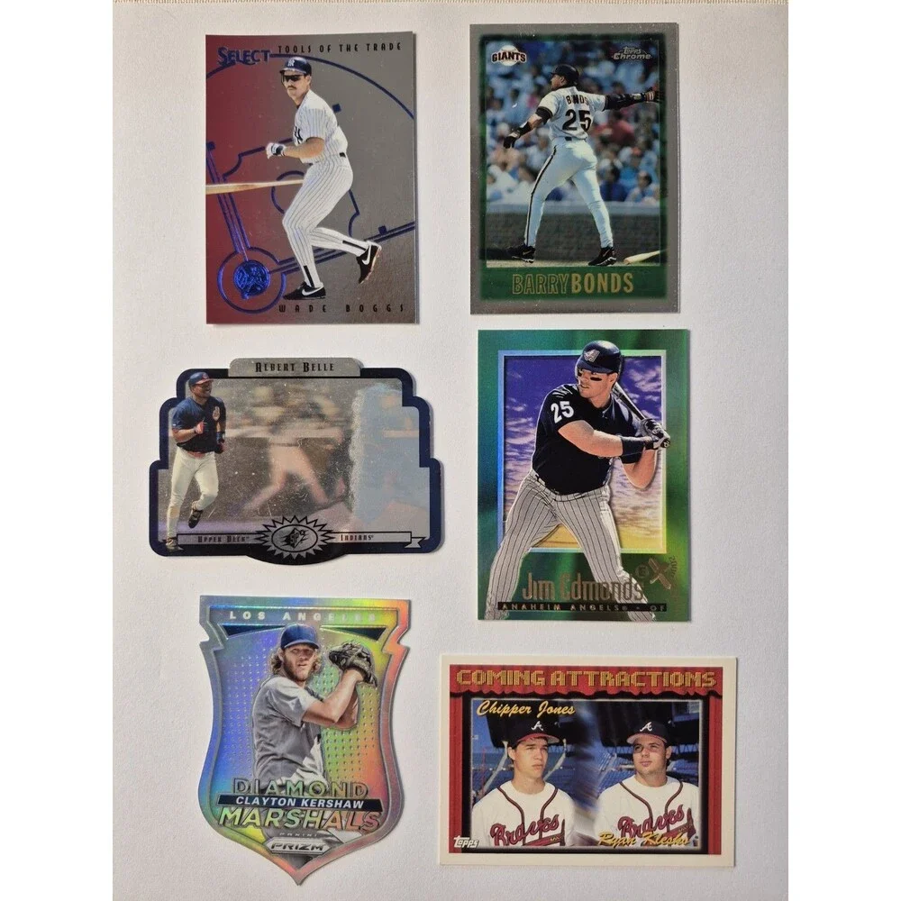 MLB Baseball Card Lot Barry Bonds Topps Chrome Clayton Kershaw Prizm Chipper...
